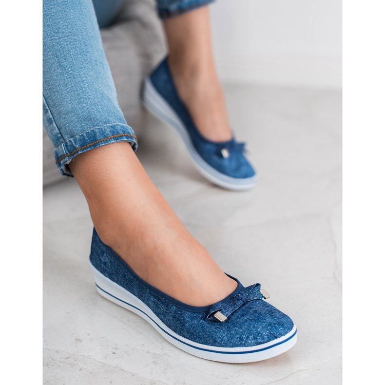 SHELOVET Ballerina con zeppa blu 1