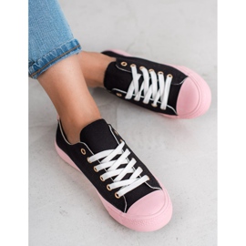 SHELOVET Sneakers bicolore nero rosa 2