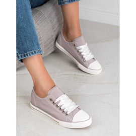 SHELOVET Scarpe da ginnastica legate con un nastro grigio 1