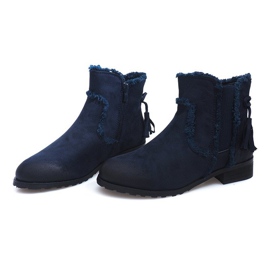 Stivali caldi Stivali Jodhpur Pelliccia W156 Navy blu navy 1
