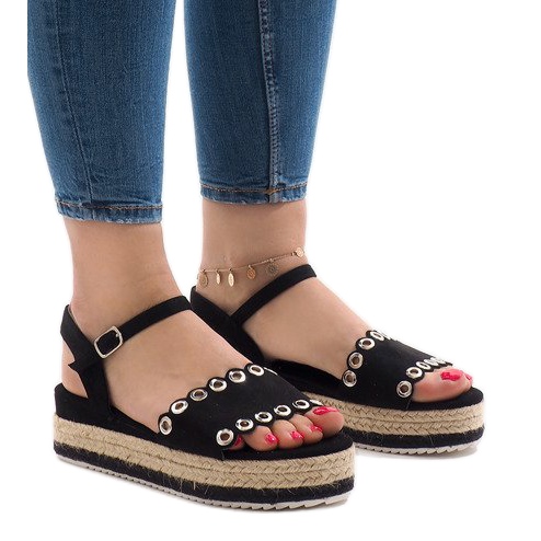 Sandali neri sulla piattaforma 99-46 nero 1