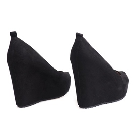 Décolleté in pelle scamosciata con zeppa 066 nere nero 2