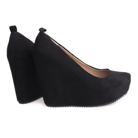 Décolleté in pelle scamosciata con zeppa 066 nere nero 1