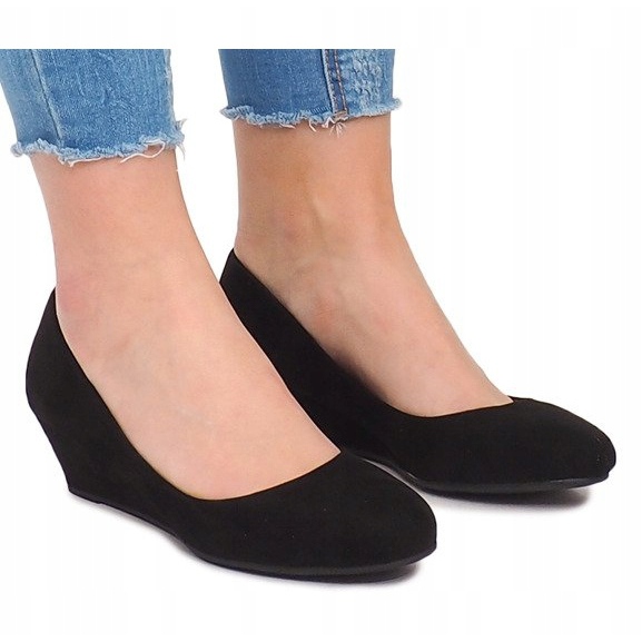 Décolleté con zeppa in pelle scamosciata MB188-48 Nere nero 2
