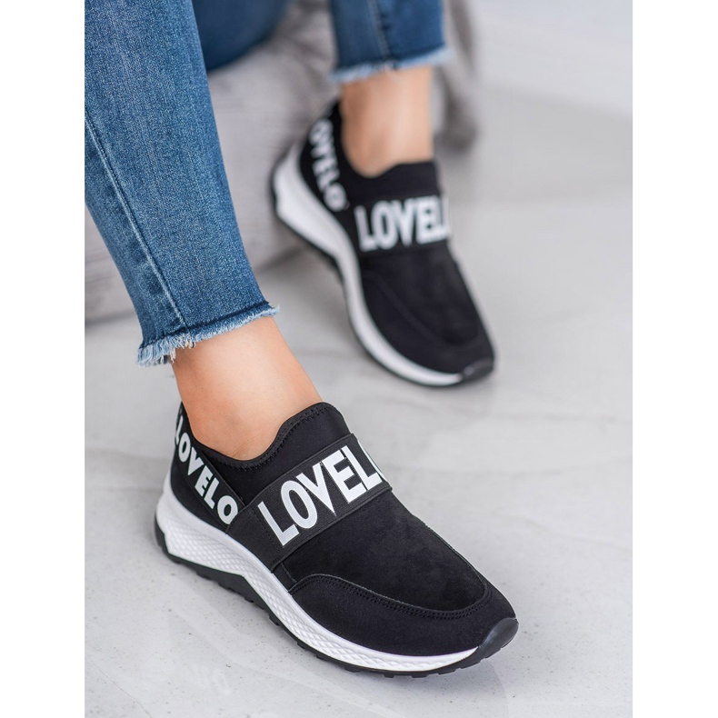 SHELOVET Scarpe in pelle scamosciata senza lacci nero 2