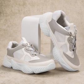 SHELOVET Scarpe da ginnastica bianche alla moda bianco grigio 1