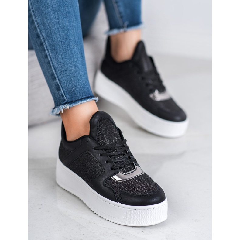 Ideal Shoes Sneakers Con Glitter nero 1