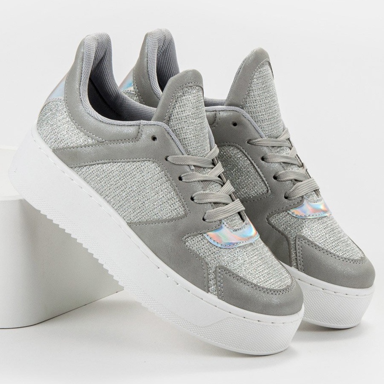 Ideal Shoes Sneakers Con Glitter grigio 2