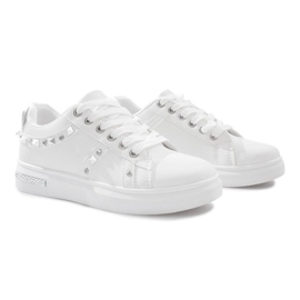 Sneakers bianche con borchie Lucette bianco 1
