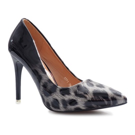 Tacchi laccati grigi con stampa leopardata Reblle grigio 1