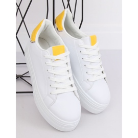 Sneakers suola alta bianca e gialla B0-31 WHITE / YELLOW bianco 1