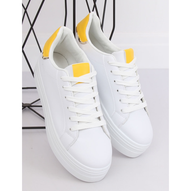 Sneakers suola alta bianca e gialla B0-31 WHITE / YELLOW bianco 1