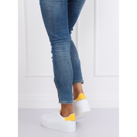 Sneakers suola alta bianca e gialla B0-31 WHITE / YELLOW bianco 2