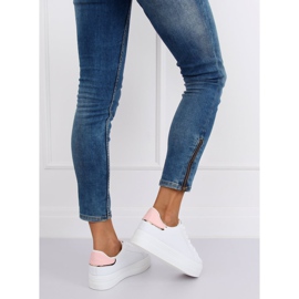 Sneakers su suola alta bianca e rosa B0-31 WHITE / PINK bianco 1