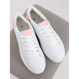 Sneakers su suola alta bianca e rosa B0-31 WHITE / PINK 2