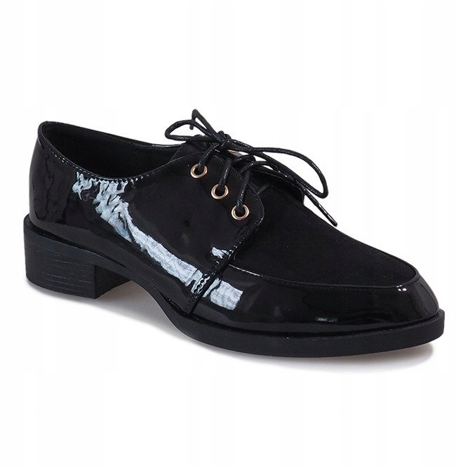 Scarpe laccate nere con tacco delicato J1116 nero 1