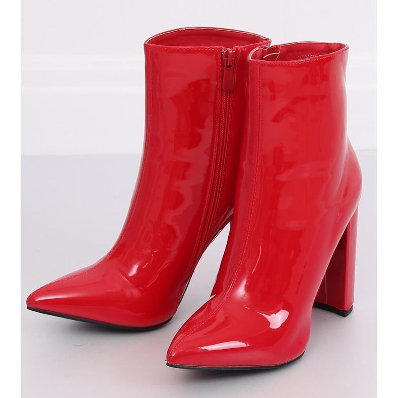 Stivali con tacco alto laccati rossi NS065P Rosso 2