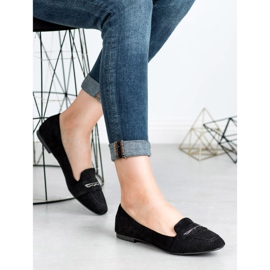 Small Swan Mocassini in camoscio con glitter nero 1