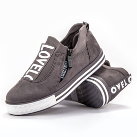 SHELOVET Adoro le scarpe sportive in pelle scamosciata grigio 2