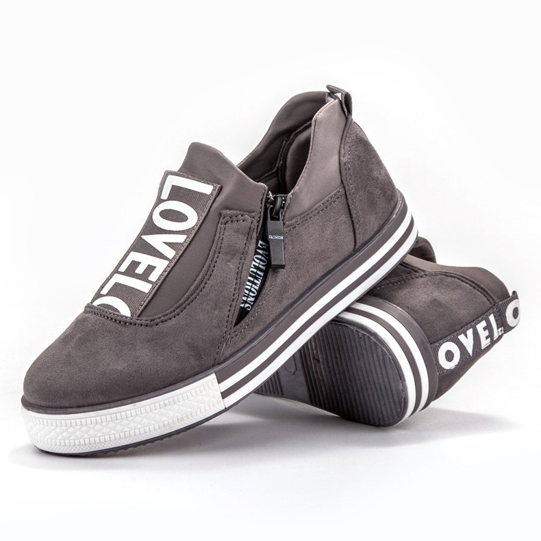 SHELOVET Adoro le scarpe sportive in pelle scamosciata grigio 2