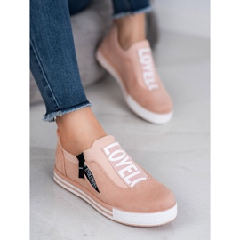 SHELOVET Adoro le scarpe sportive in pelle scamosciata rosa 2