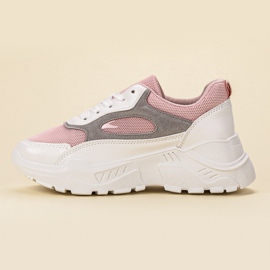 SHELOVET Scarpe da ginnastica alla moda bianco rosa 1