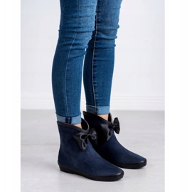 Kylie Stivali in pelle scamosciata con fiocco blu navy 1