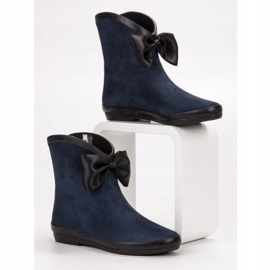 Kylie Stivali in pelle scamosciata con fiocco blu navy 2