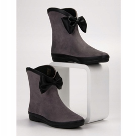 Kylie Stivali in pelle scamosciata con fiocco grigio 1