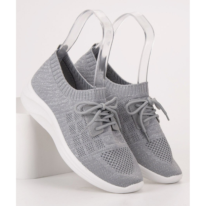 Ideal Shoes Calzature sportive in tessuto grigio 2