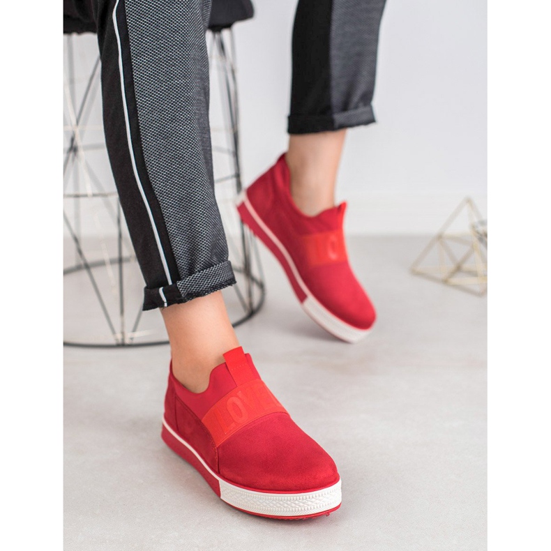 SHELOVET Scarpe Slip-On in pelle scamosciata rosso 1