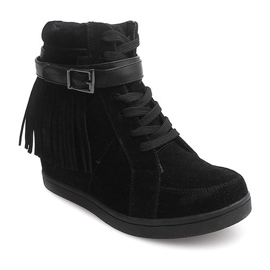 Sneakers in pelle scamosciata Boho Fringe 2030 Nero 2