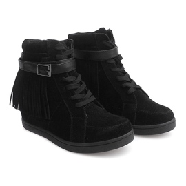 Sneakers in pelle scamosciata Boho Fringe 2030 Nero 1