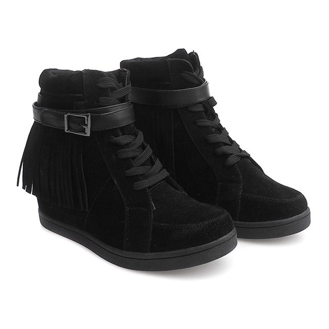 Sneakers in pelle scamosciata Boho Fringe 2030 Nero 1