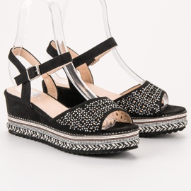 Groto Gogo Sandali In Camoscio Con Cubic Zirconia nero 1