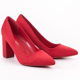 SHELOVET Décolleté in pelle scamosciata rosso 1