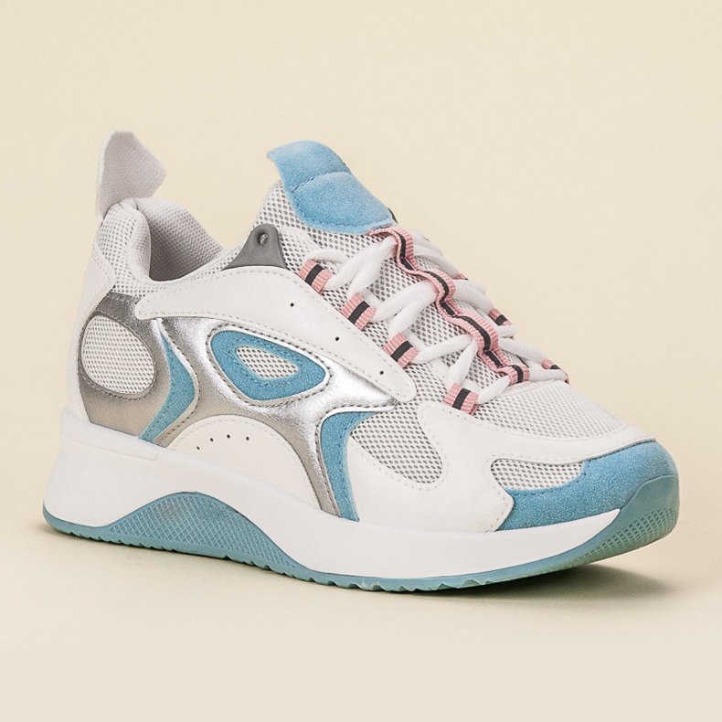 SHELOVET Scarpe sportive comode bianca blu 1