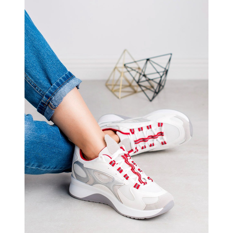 SHELOVET Scarpe sportive comode bianca grigio 2