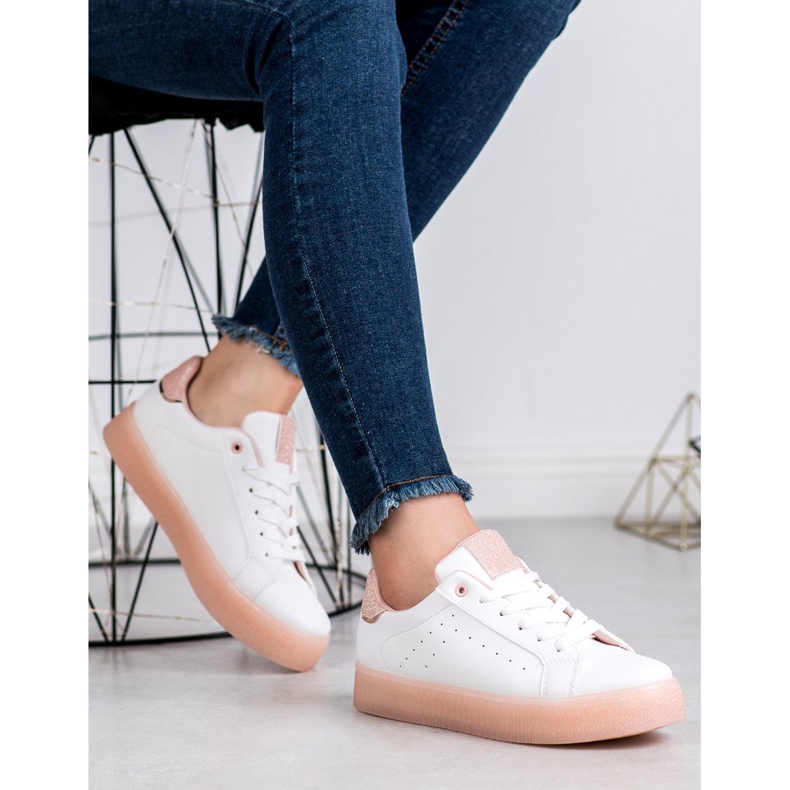 SHELOVET Scarpe sportive bianche bianco rosa 2