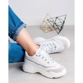 SHELOVET Sneakers Con Glitter bianca grigio 2