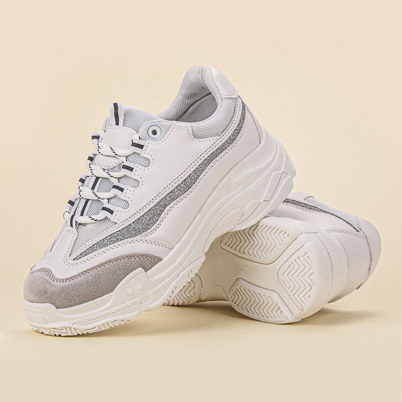 SHELOVET Sneakers Con Glitter bianco grigio 1
