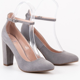Ideal Shoes Décolleté allacciate con fibbia grigio 1