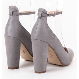 Ideal Shoes Décolleté allacciate con fibbia grigio 2