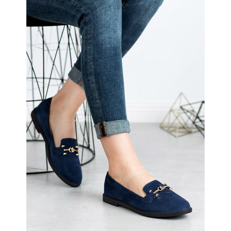 SHELOVET Signori in pelle scamosciata blu navy 2