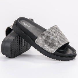 SHELOVET Pantofole Con Cristalli nero 1