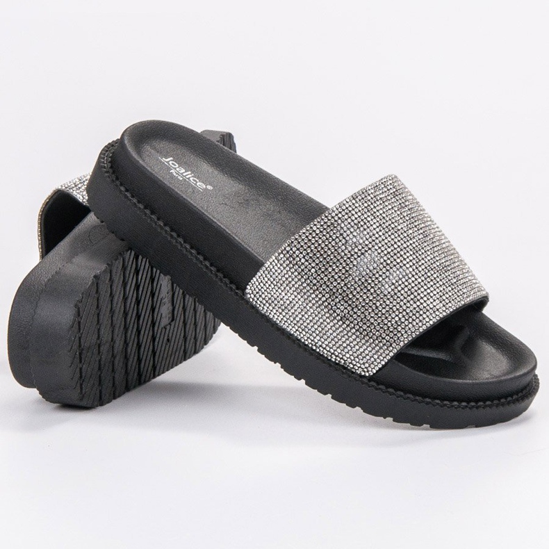 SHELOVET Pantofole Con Cristalli nero 1