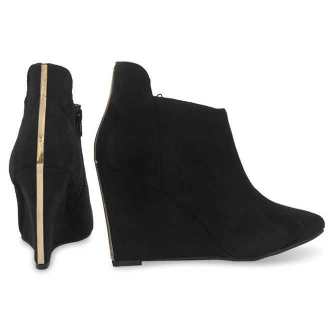 Décolleté con zeppa in pelle scamosciata TL01-1 Nero 1