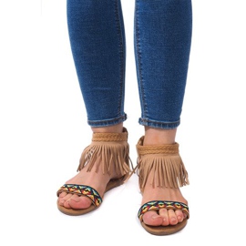 Sandali Boho 3-2 in pelle scamosciata cammello beige 2