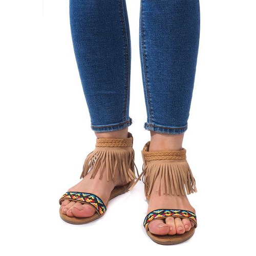 Sandali Boho 3-2 in pelle scamosciata cammello beige 2