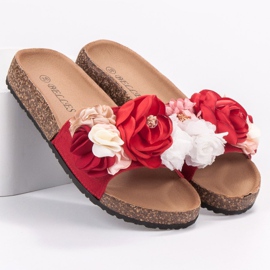 SHELOVET Pantofole Con Fiori rosso 1